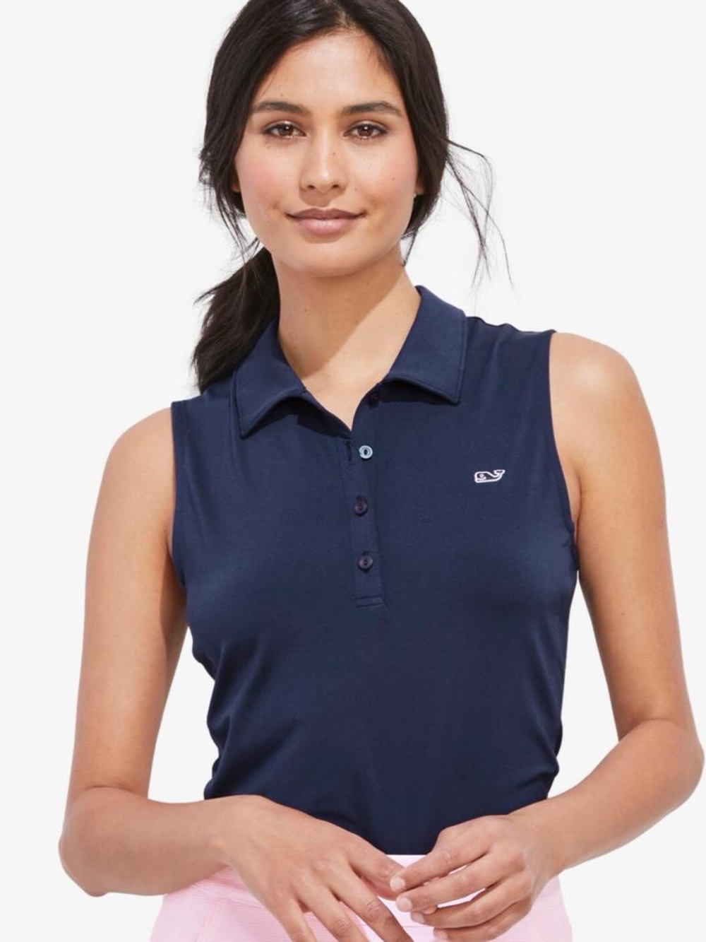 Vineyard Vines Jersey Stretch Women's Sleeveless Golf Tennis Polo Shirt - Picture 2 of 8